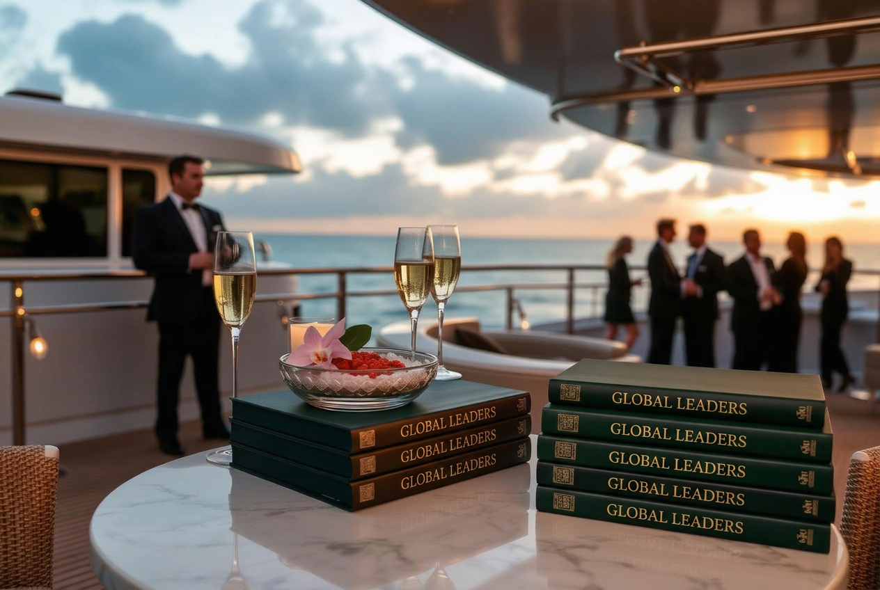 A coffee-table book launch aboard a 107-foot yacht with champagne and caviar